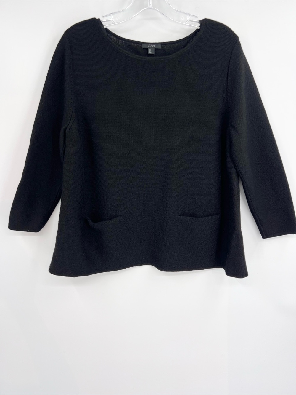COS Black Knit wool Pocket Sweater L